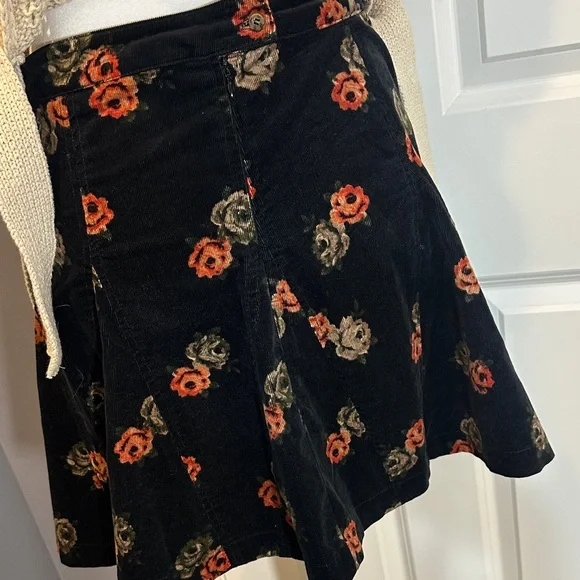 Free People Black Floral A-Line Skirt - Picture 3 of 4